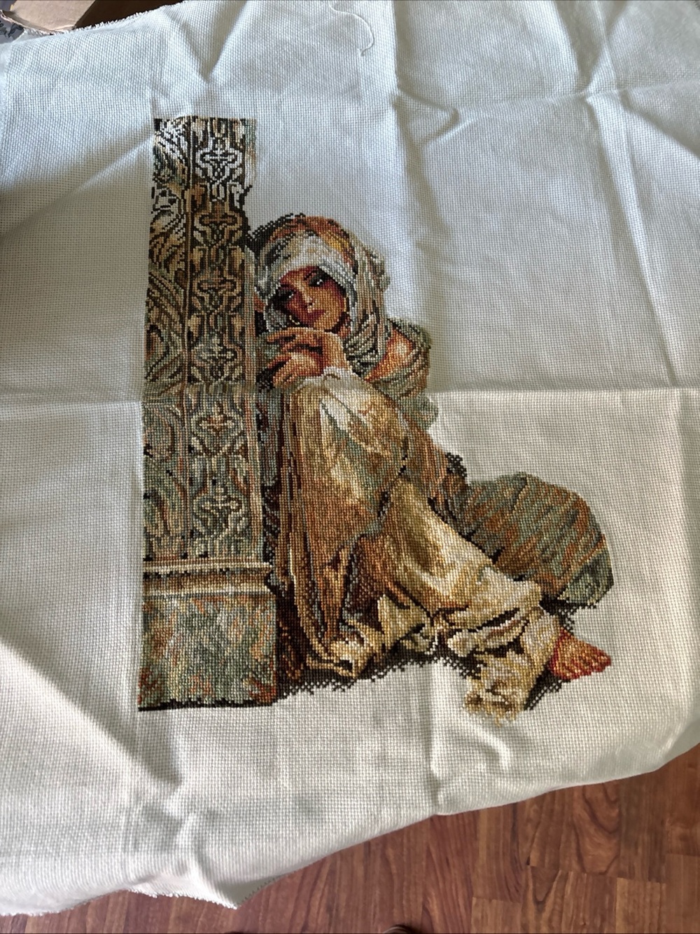 Completed Cross stitch arabian woman